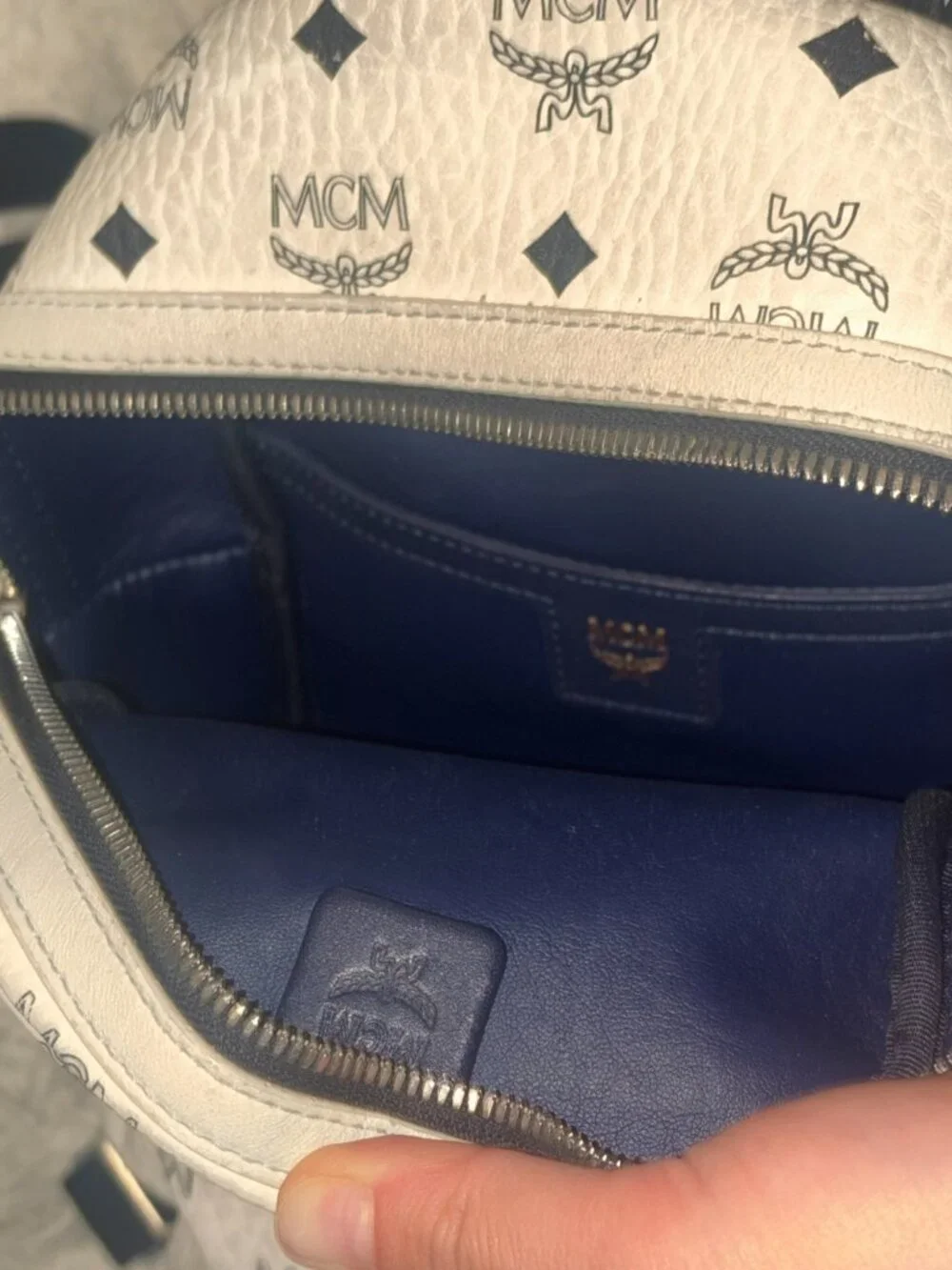 Mcm White Small Studded Stark Backpack